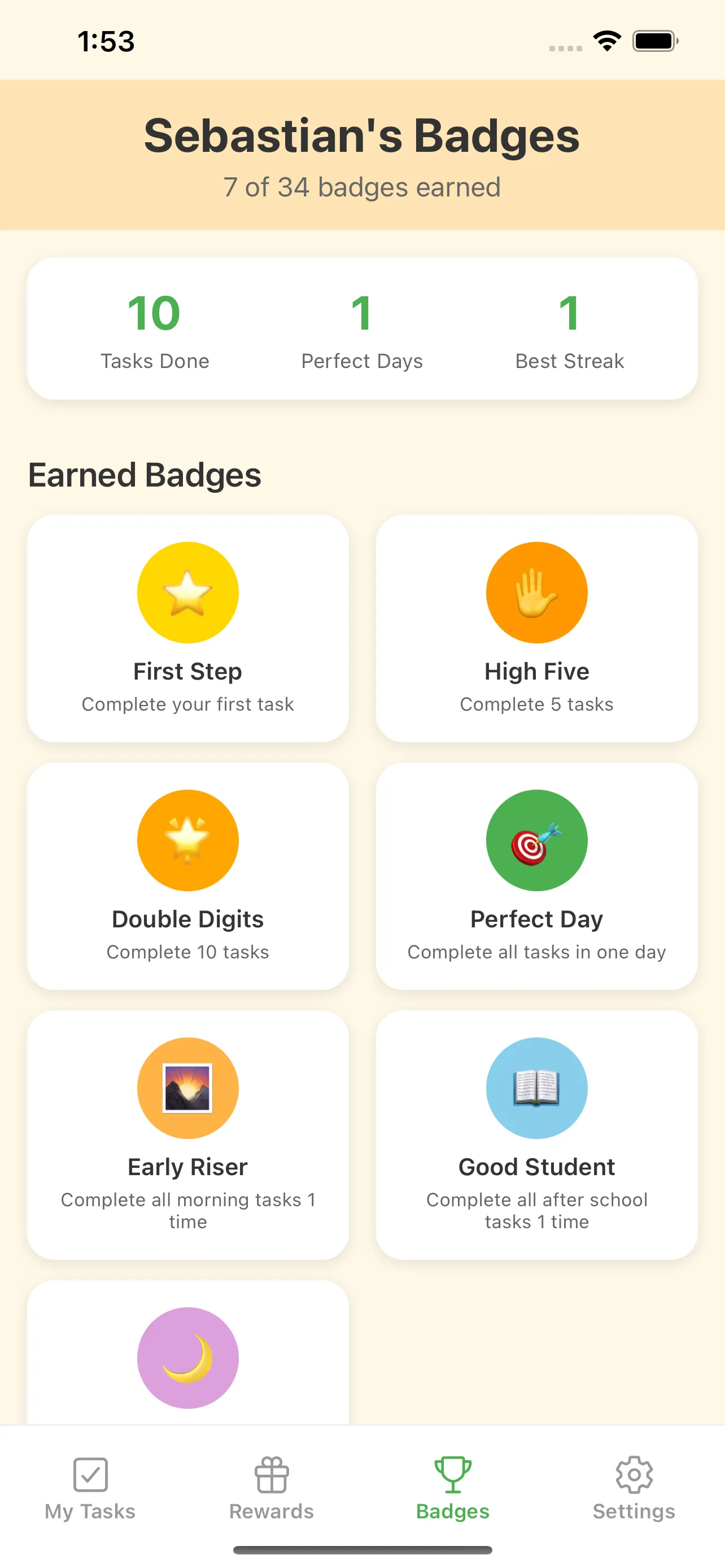My Little Wins parent dashboard