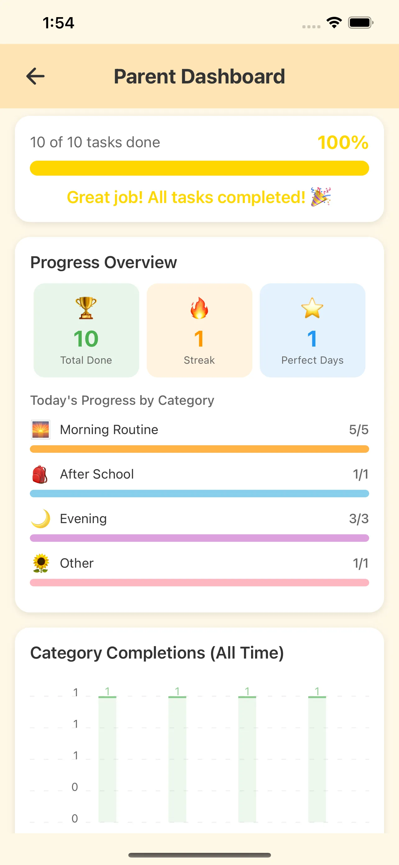 My Little Wins multiple kid profiles