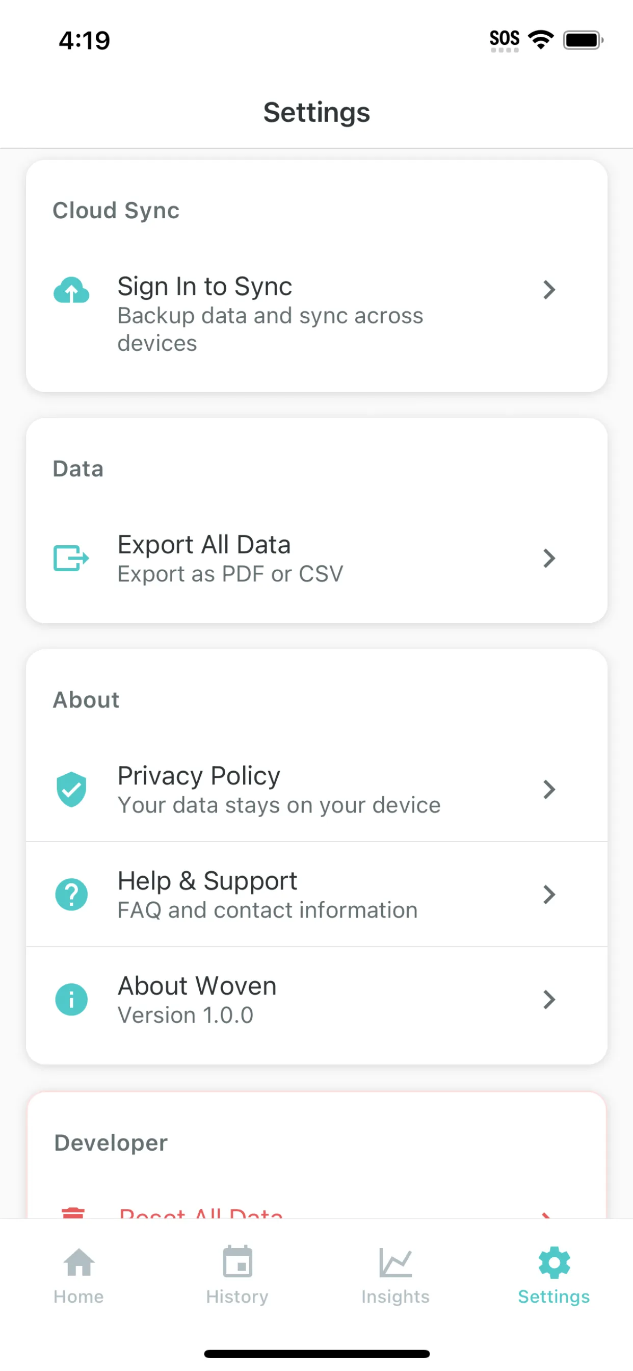 Woven settings and privacy
